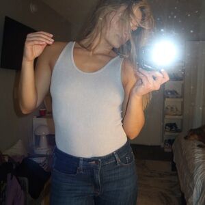 Forever 21 Light Gray Ribbed Bodysuit